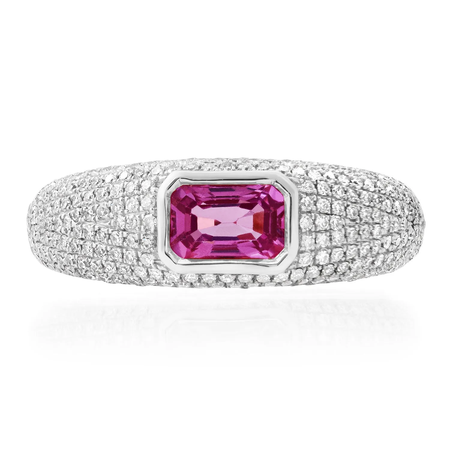 Emerald Cut Pink Sapphire & Diamond Glam Ring