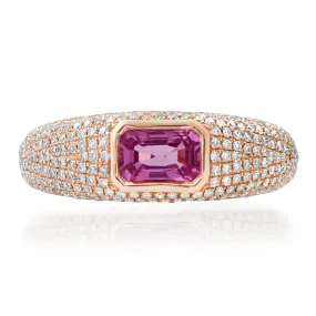 Emerald Cut Pink Sapphire & Diamond Glam Ring