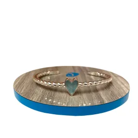 Essential Rope Cuff- Heart- Aquamarine