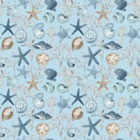 Fabric BLUE ESCAPE COASTAL OCEAN FLOOR SKY from Riley Blake Designs, C14511-SKY