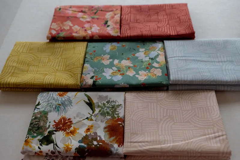 Fabric bundle of 7 Fat 1/4s from Wildflower Collection by Kelly Ventura for Windham Fabrics