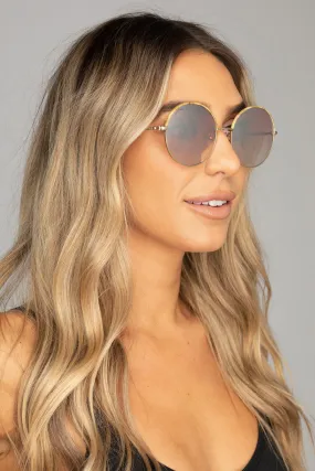 Farrah Round Metal Sunglasses - Pink