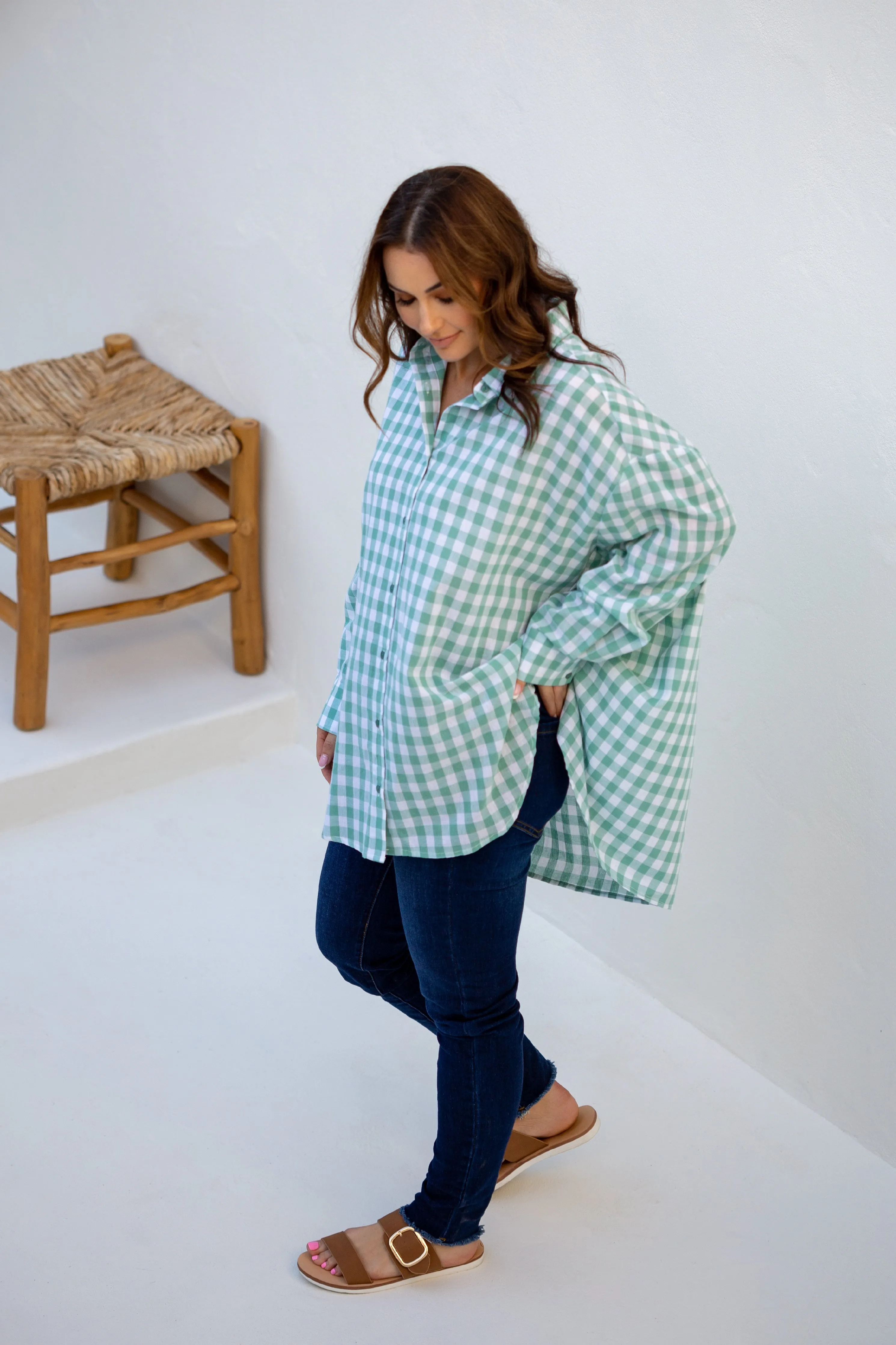 FINAL SALE Amore Shirt in Haze Gingham