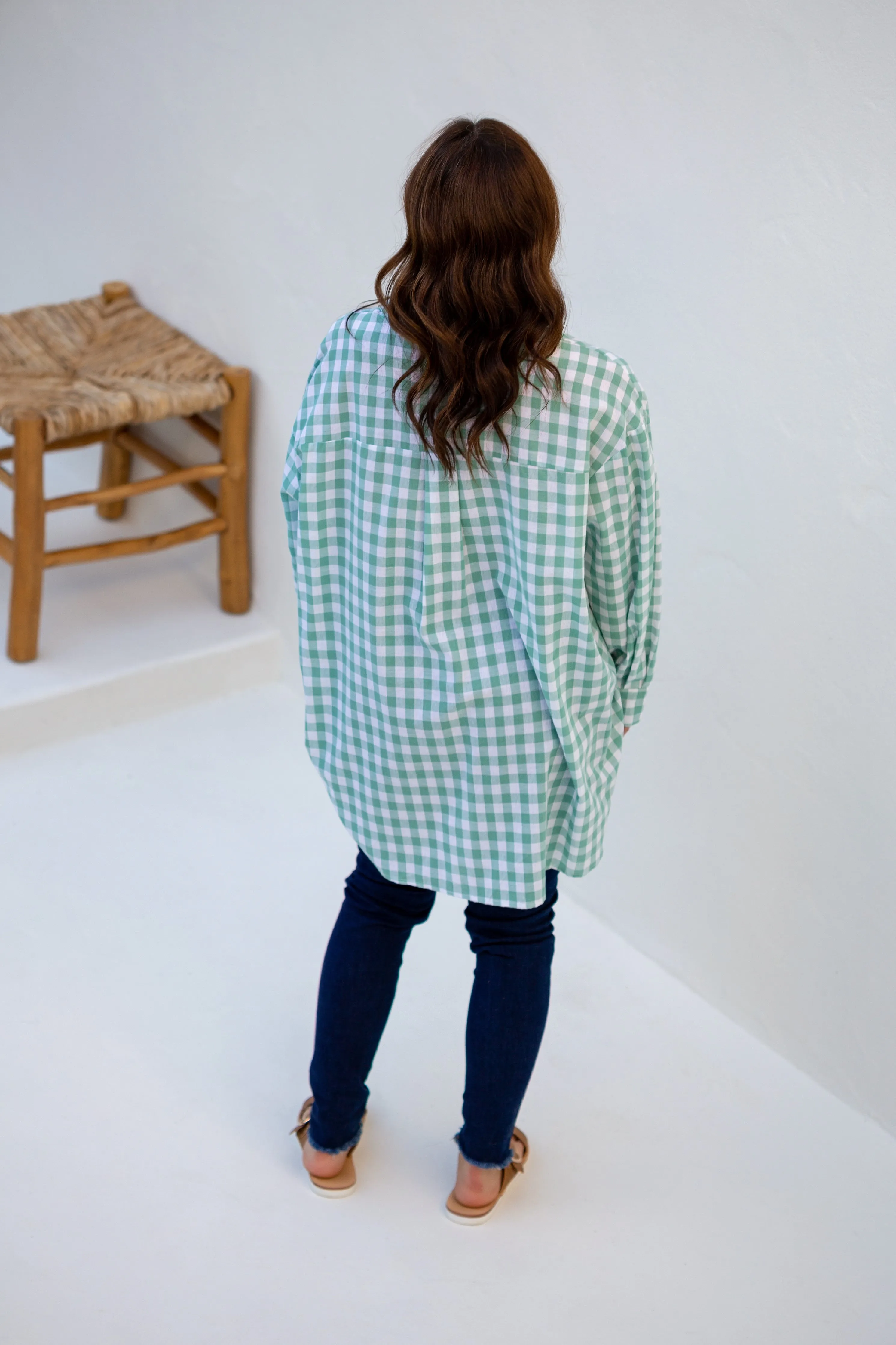 FINAL SALE Amore Shirt in Haze Gingham