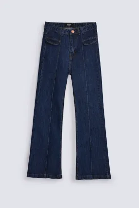 FLARED JEANS WITH FAKE POCKET DETAIL