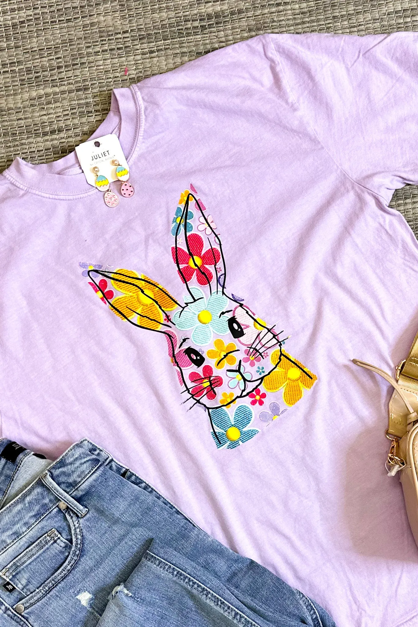 Floral Bunny Graphic Tee, Orchid