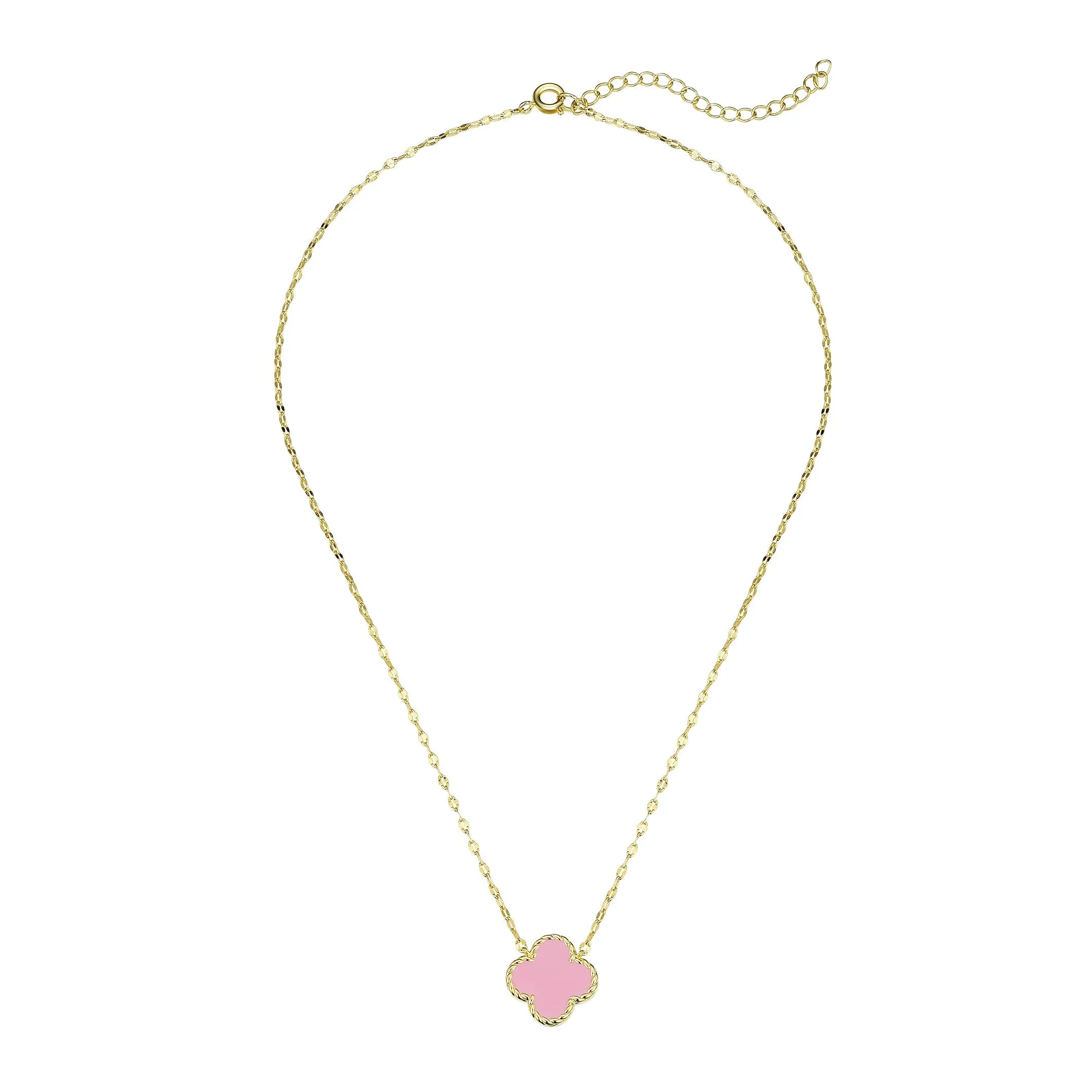 Four Leaf Clover Necklace - Pink