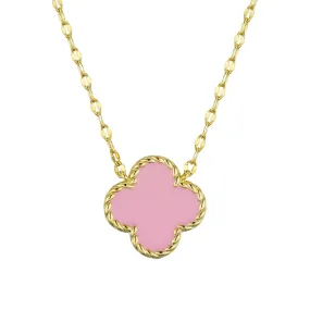 Four Leaf Clover Necklace - Pink