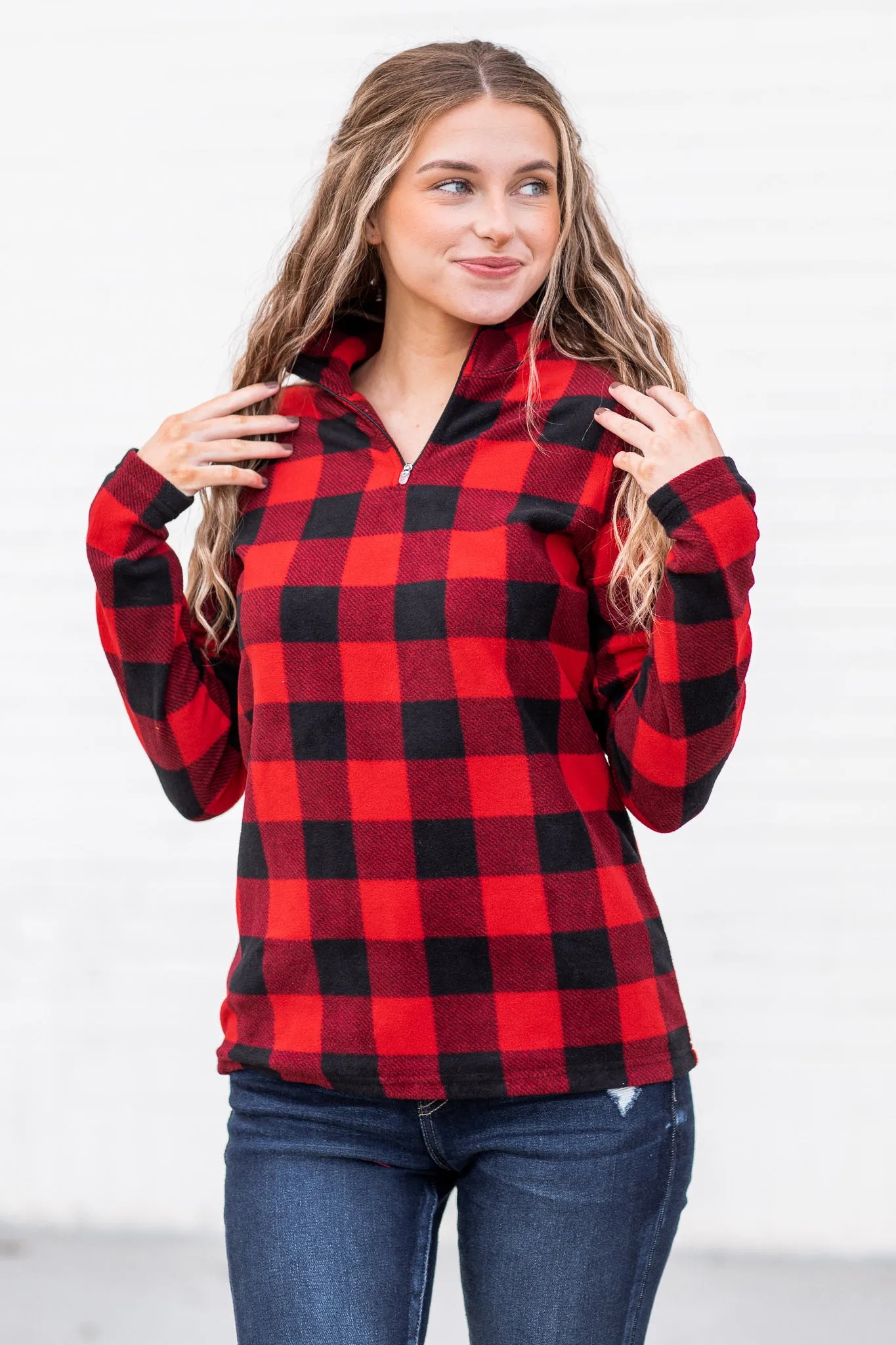 Freeport Microfleece Printed Pullover Red/Black Check