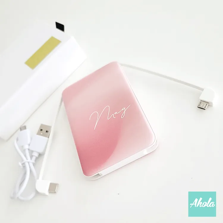 【French Pink】Portable Power Bank with built-in wire 法國粉色內置線便攜式差電器