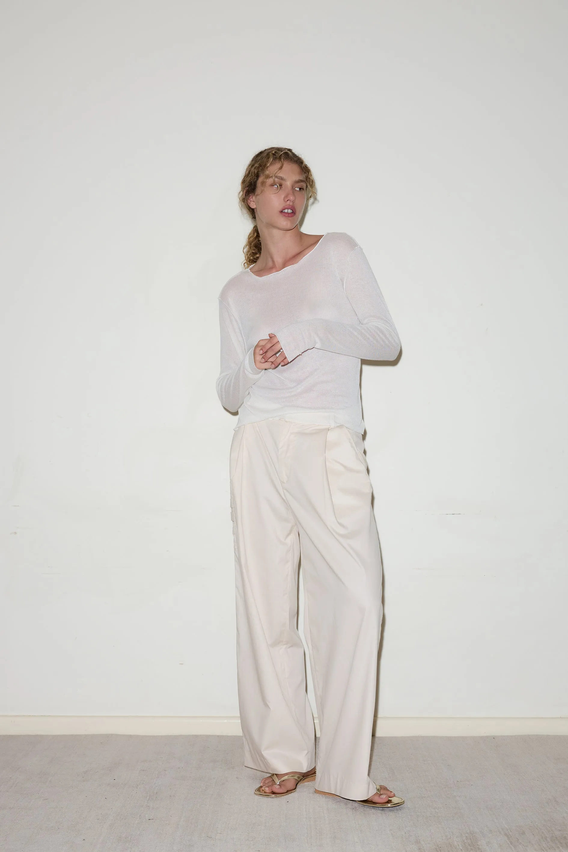 Gathered Pocket Pant - Off White