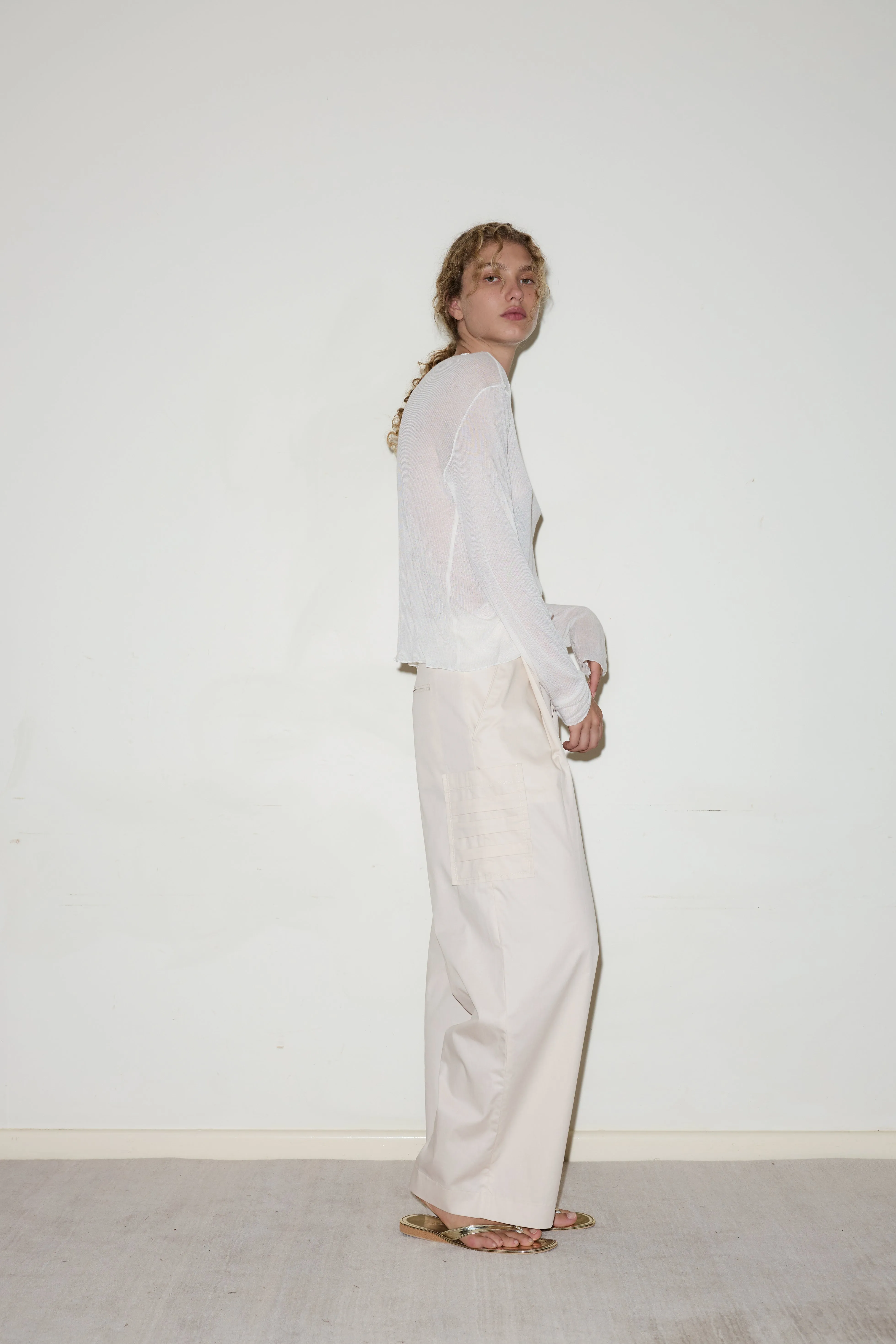 Gathered Pocket Pant - Off White