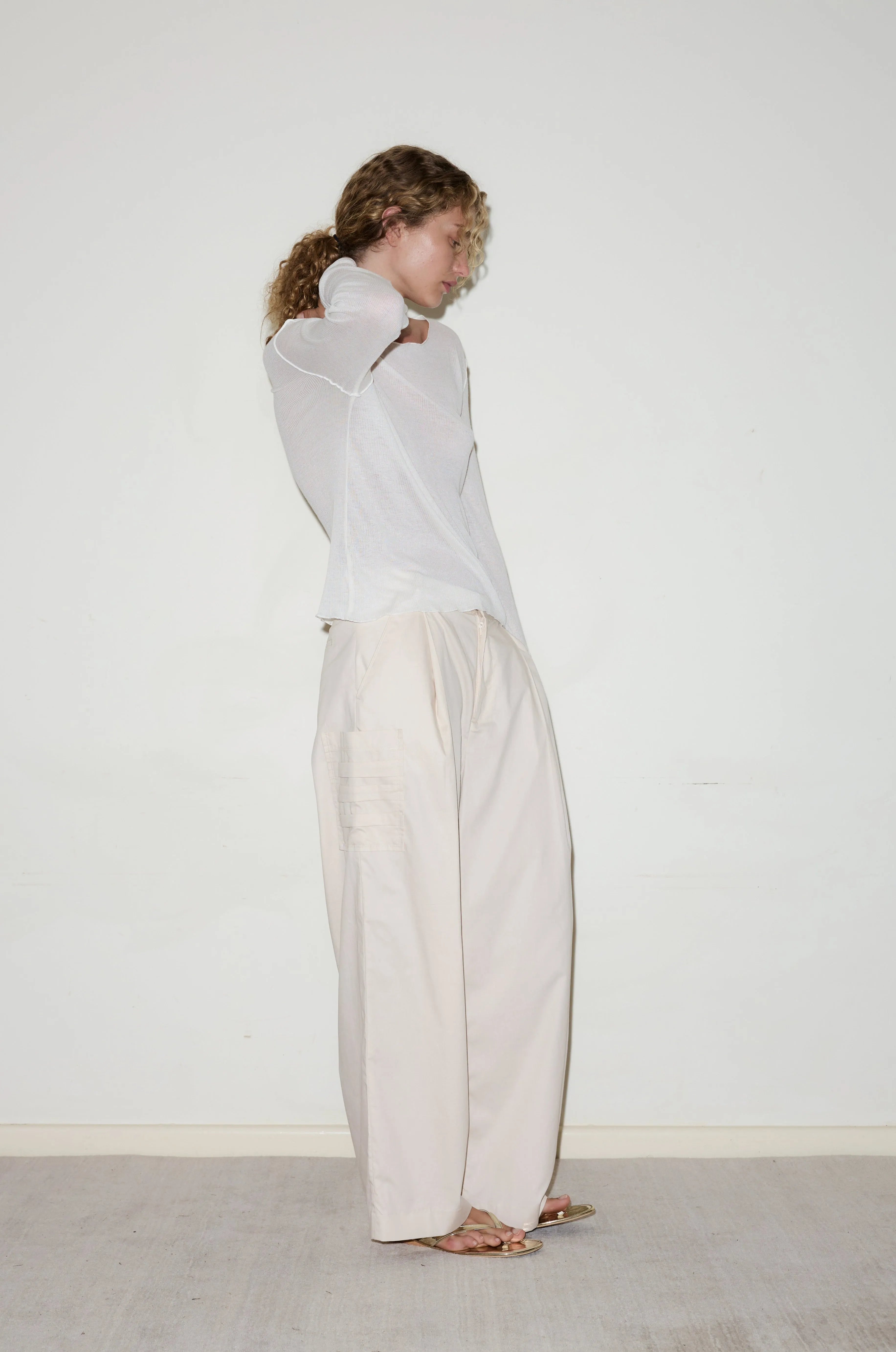 Gathered Pocket Pant - Off White