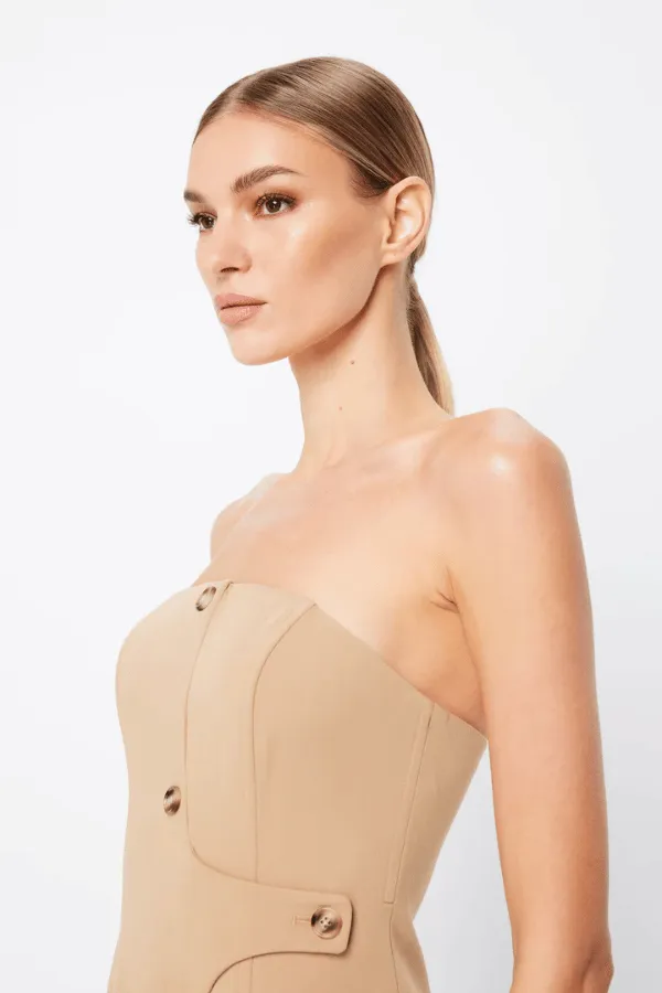 Gilded Mini Dress Camel