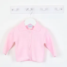 Girls Pink Button Up Cardigan with Collar