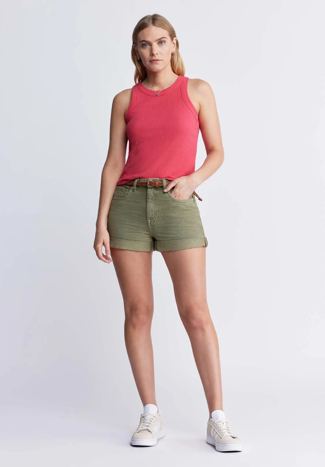 Goldie Women's High-Rise Shorts in Green wash - BL15963