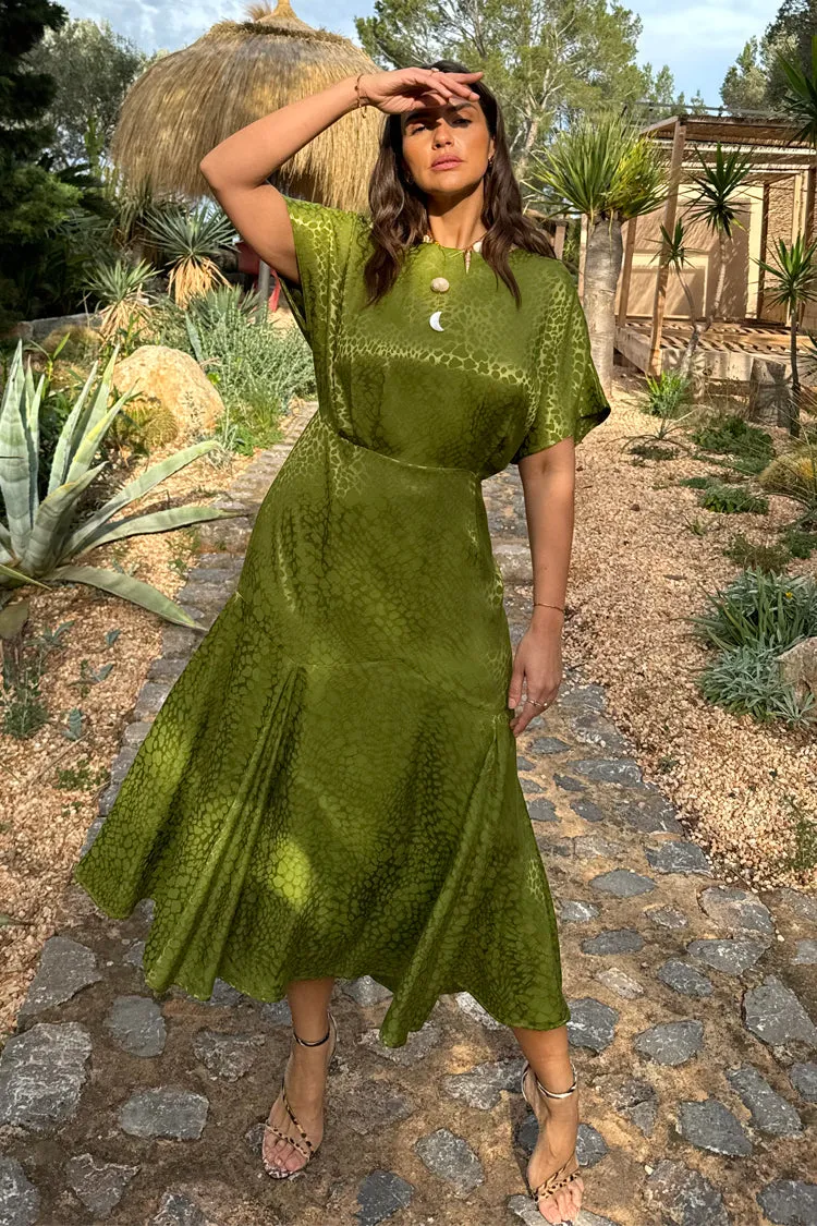 Green Jacquard Midi Erin Dress