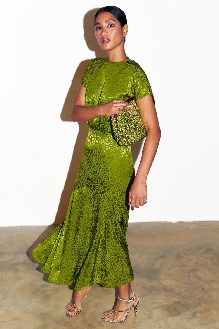 Green Jacquard Midi Erin Dress