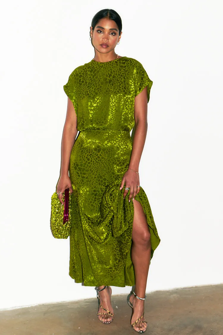 Green Jacquard Midi Erin Dress