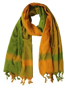 Green/ Orange 100% Cottton Chic Striped Long Pashmina Feel Shimmer Shawl Scarves