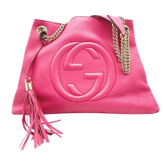 Gucci Shoulder Bag Soho Medium Bright Pink Leather Tote