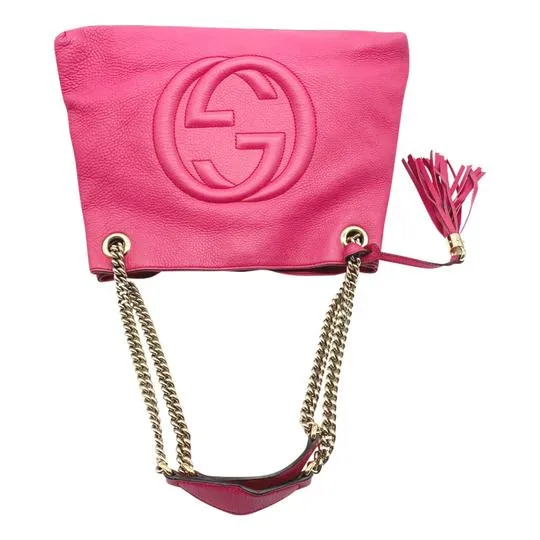 Gucci Shoulder Bag Soho Medium Bright Pink Leather Tote