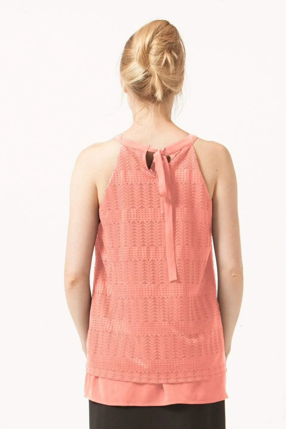 Halter Edith Nursing Top Full Lace Coral Blush