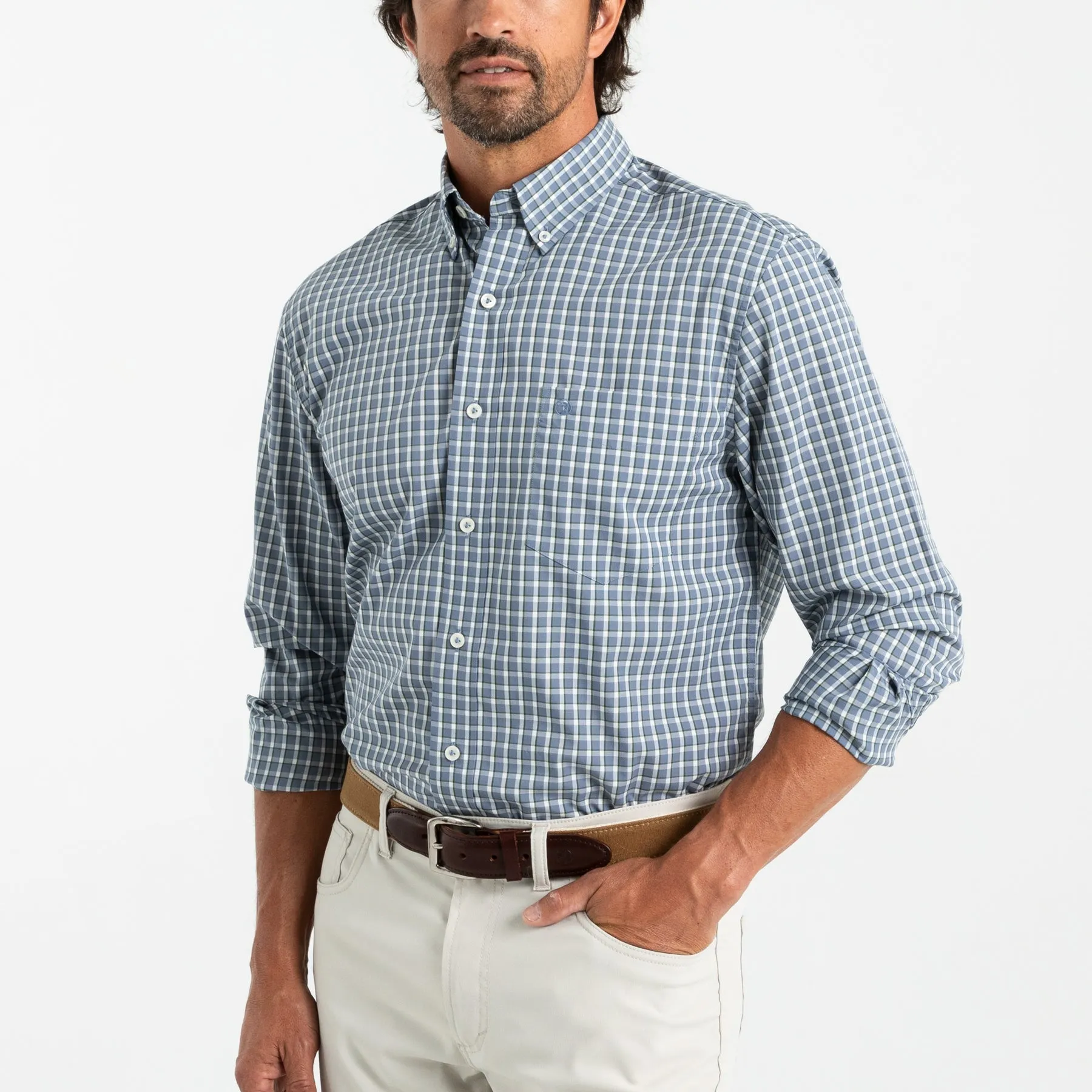 Harrell Plaid Performance Poplin Sport Shirt