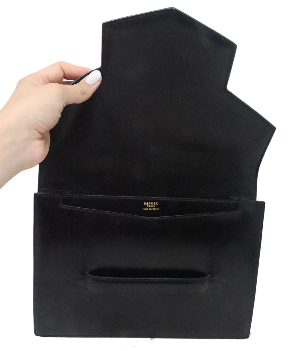 Hermes Black Leather Clutch