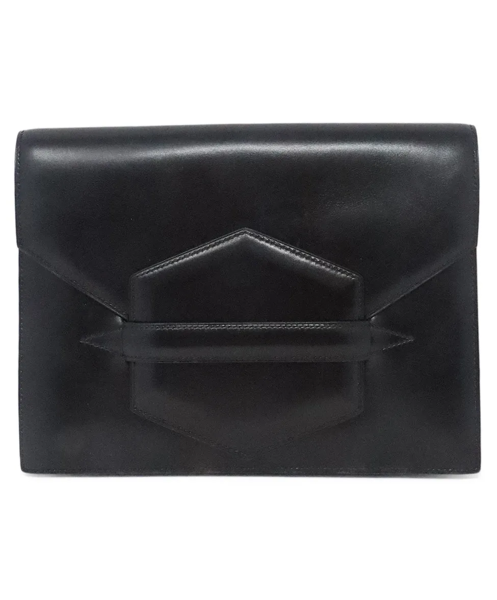 Hermes Black Leather Clutch