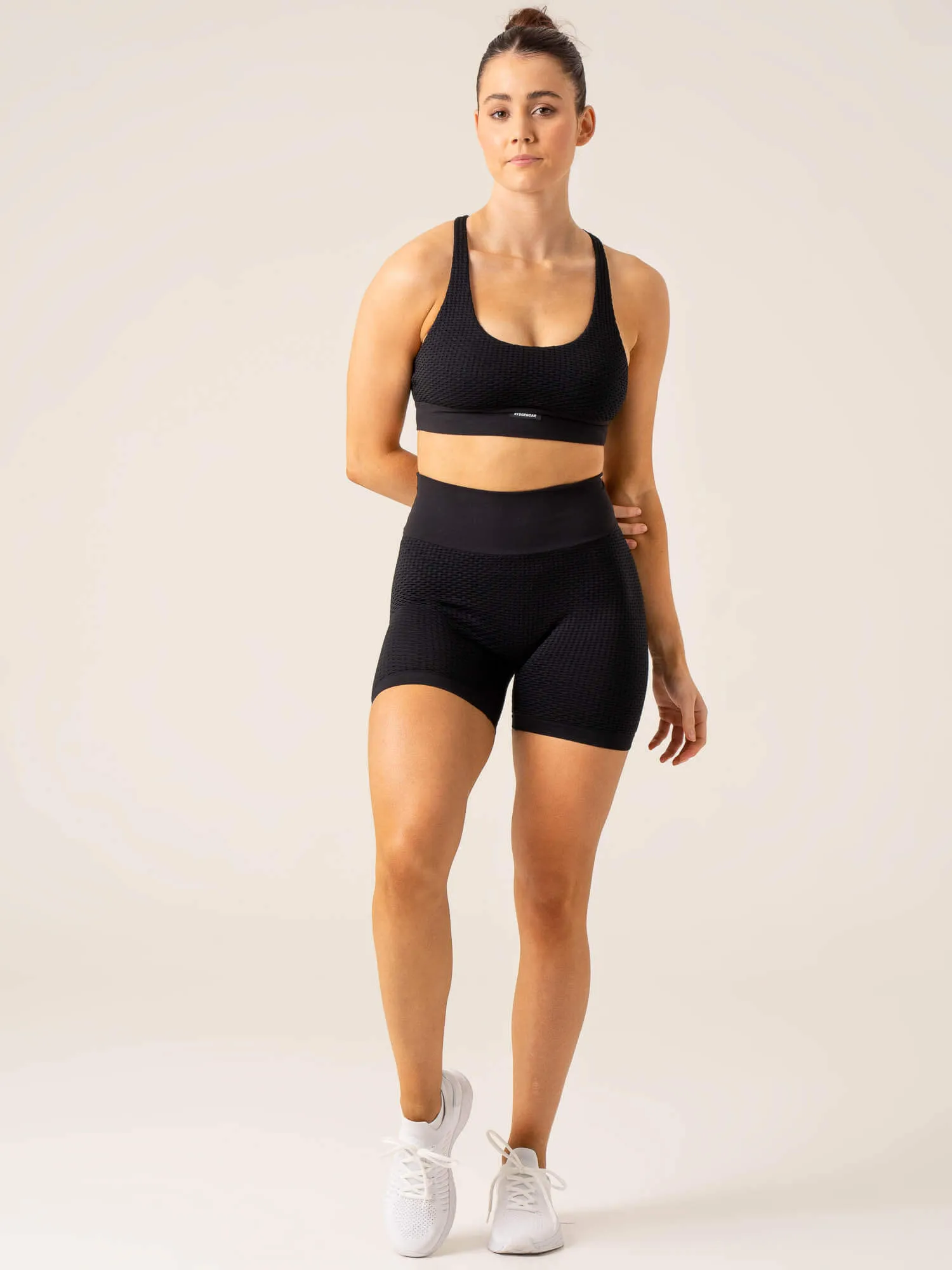 Honeycomb Seamless Sports Bra - Black