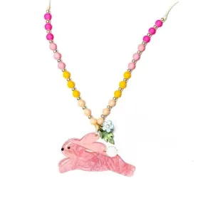 Hop Bunny Pink Easter Necklace