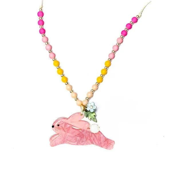 Hop Bunny Pink Easter Necklace