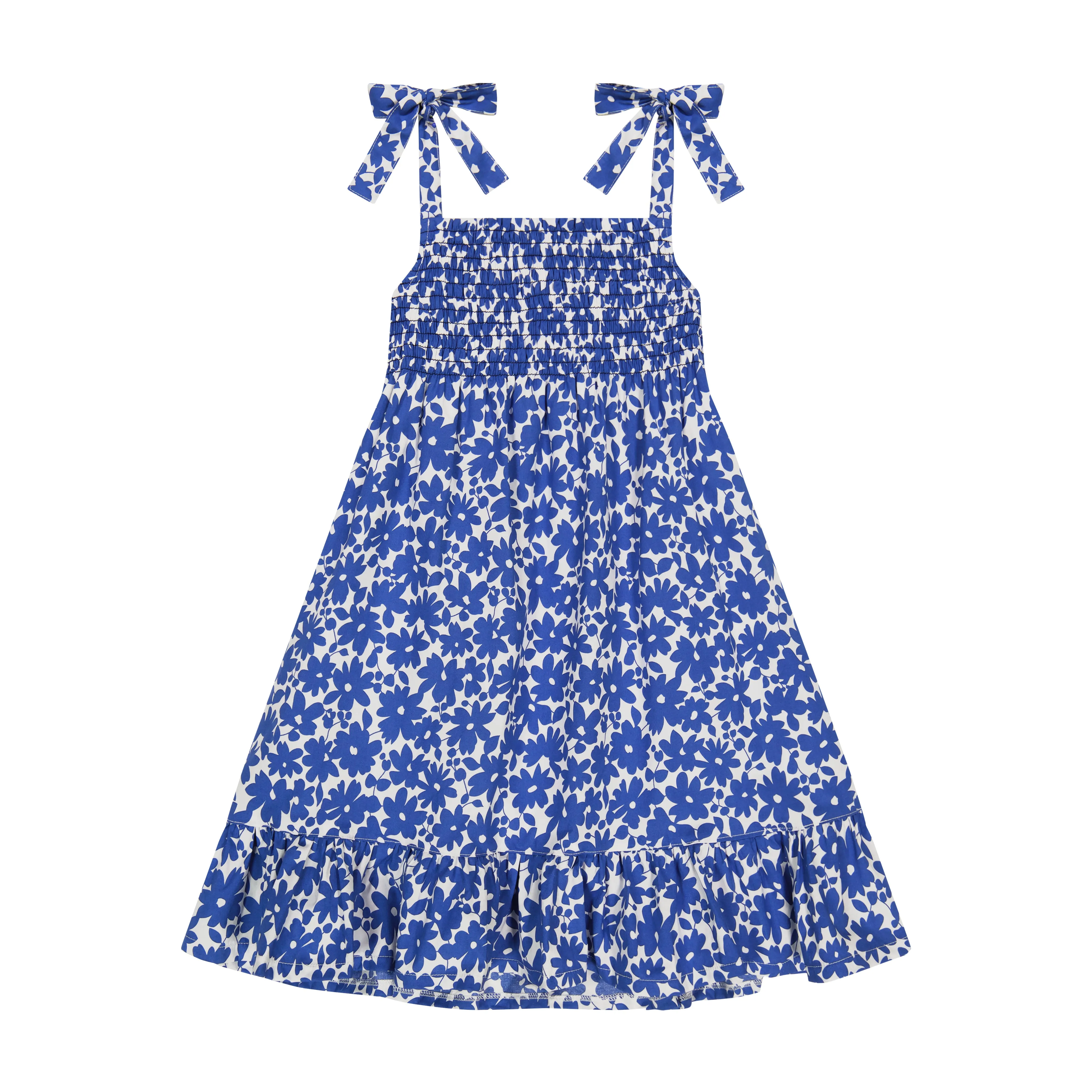 India Shoulder Tie Sundress Blue Poppy