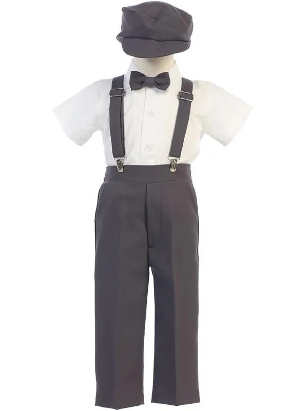 Infants Toddlers Boys Charcoal Pants and Suspenders Outfit 825