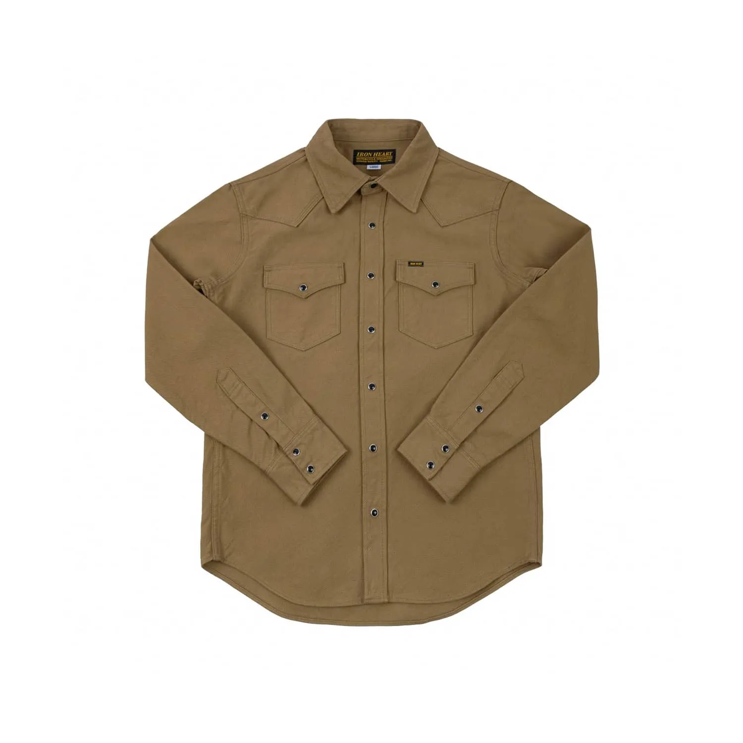 Iron Heart IHSH-235-BRN 13oz Military Serge Western Shirt Brown