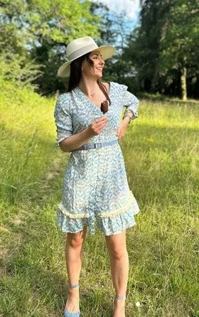 Izzy - Pale Blue and Cream Summer Dress