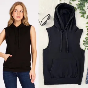 Jada Sleeveless Hoodie - Black