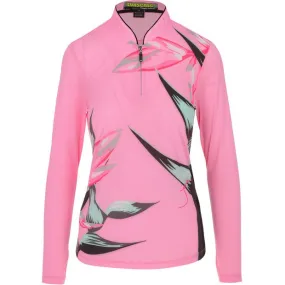 Jamie Sadock Polo Long Sleeve Botanical Pinktrest (Only M Left)