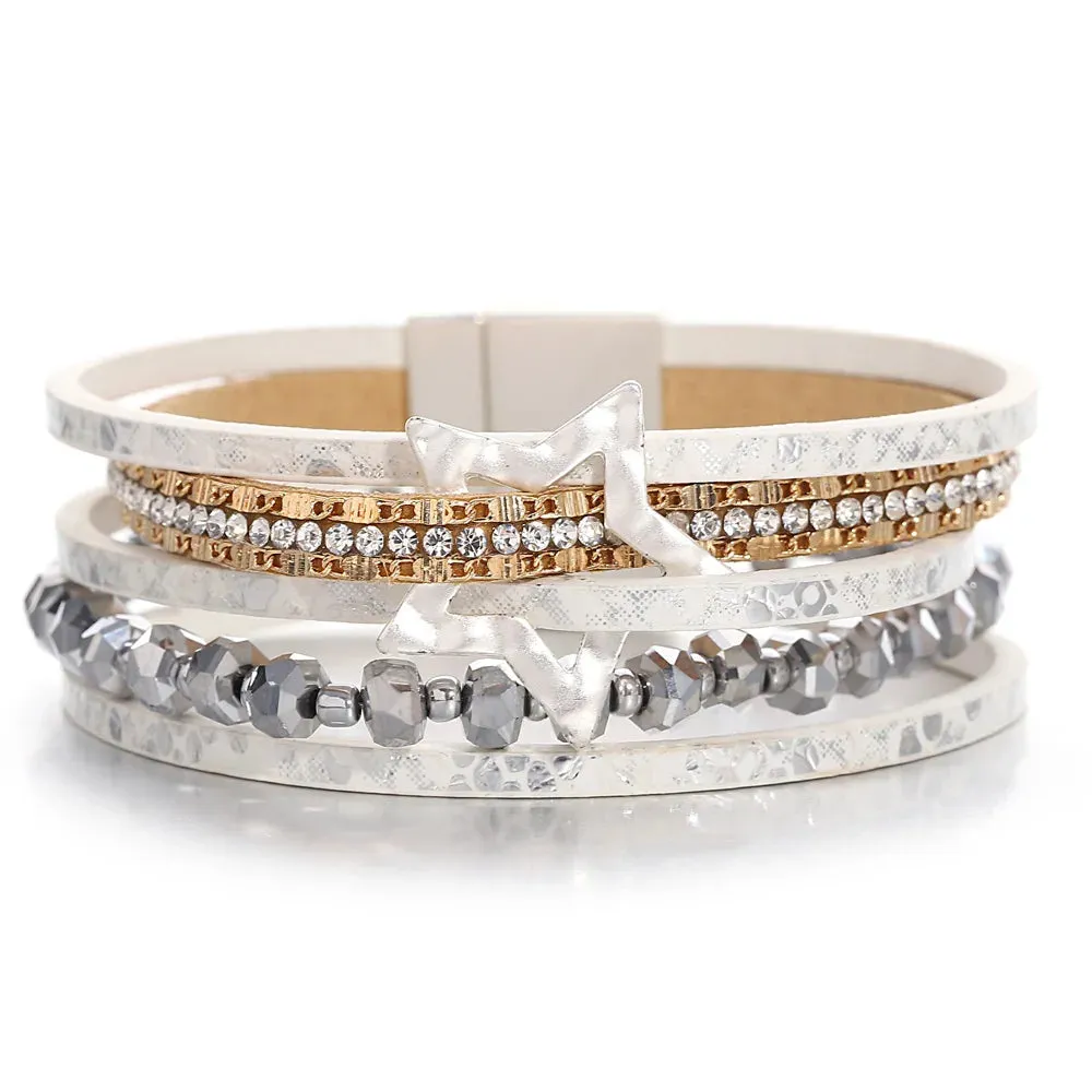 'Jiemba' Star Charm Cuff Bracelet - white