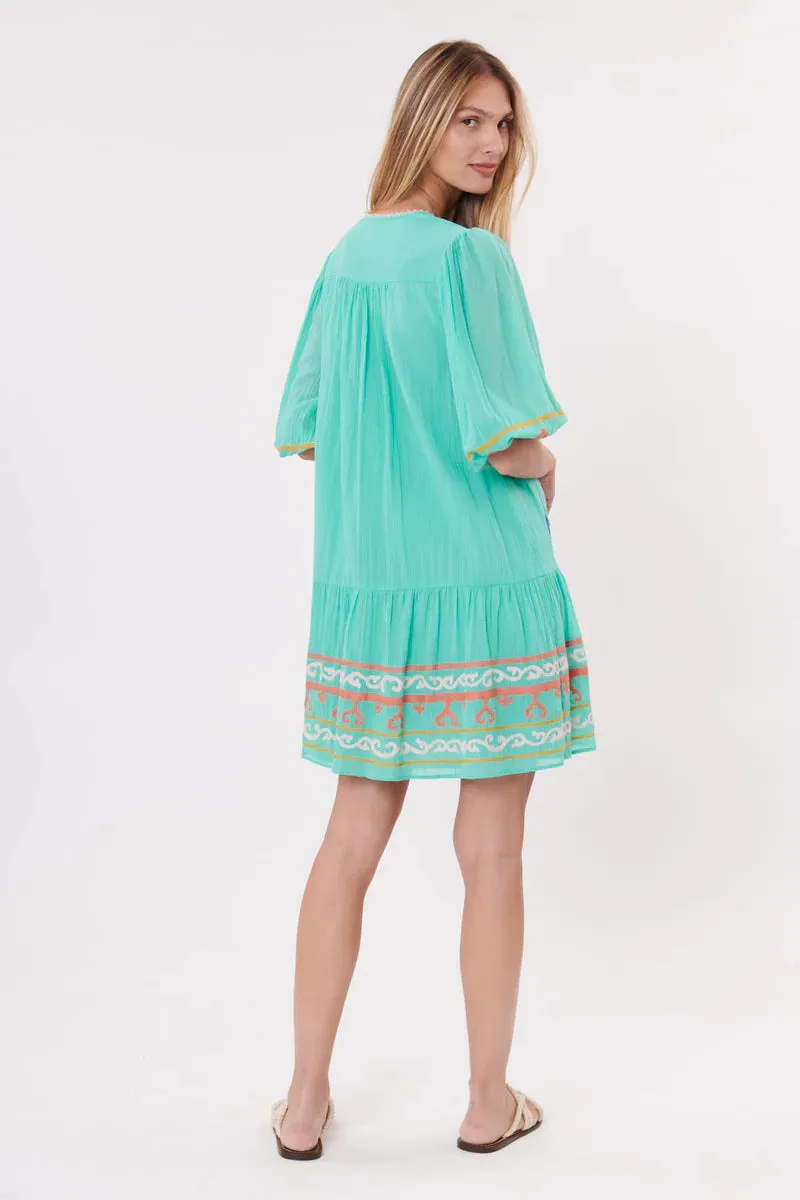 Jubilee Embroidered Dress-aqua