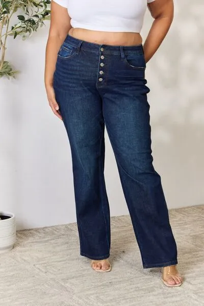 Judy Blue, High-Rise 5-Button Fly Straight Jeans