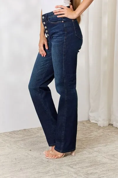 Judy Blue, High-Rise 5-Button Fly Straight Jeans