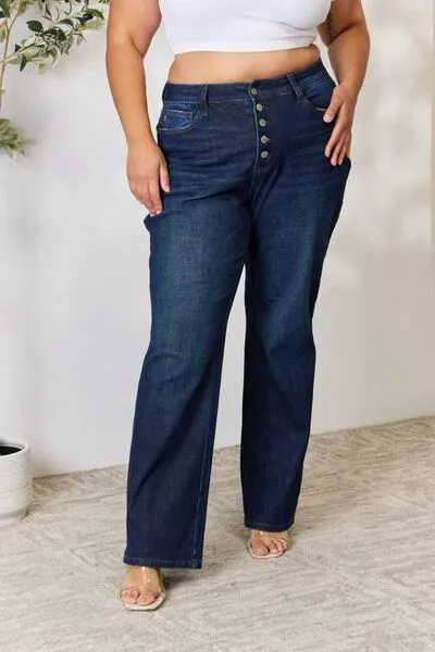 Judy Blue, High-Rise 5-Button Fly Straight Jeans