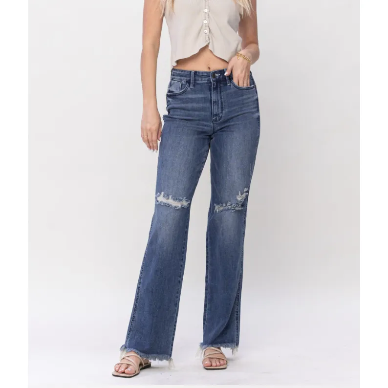 Judy Blue High Waist Destroyed Knee Straight Denim