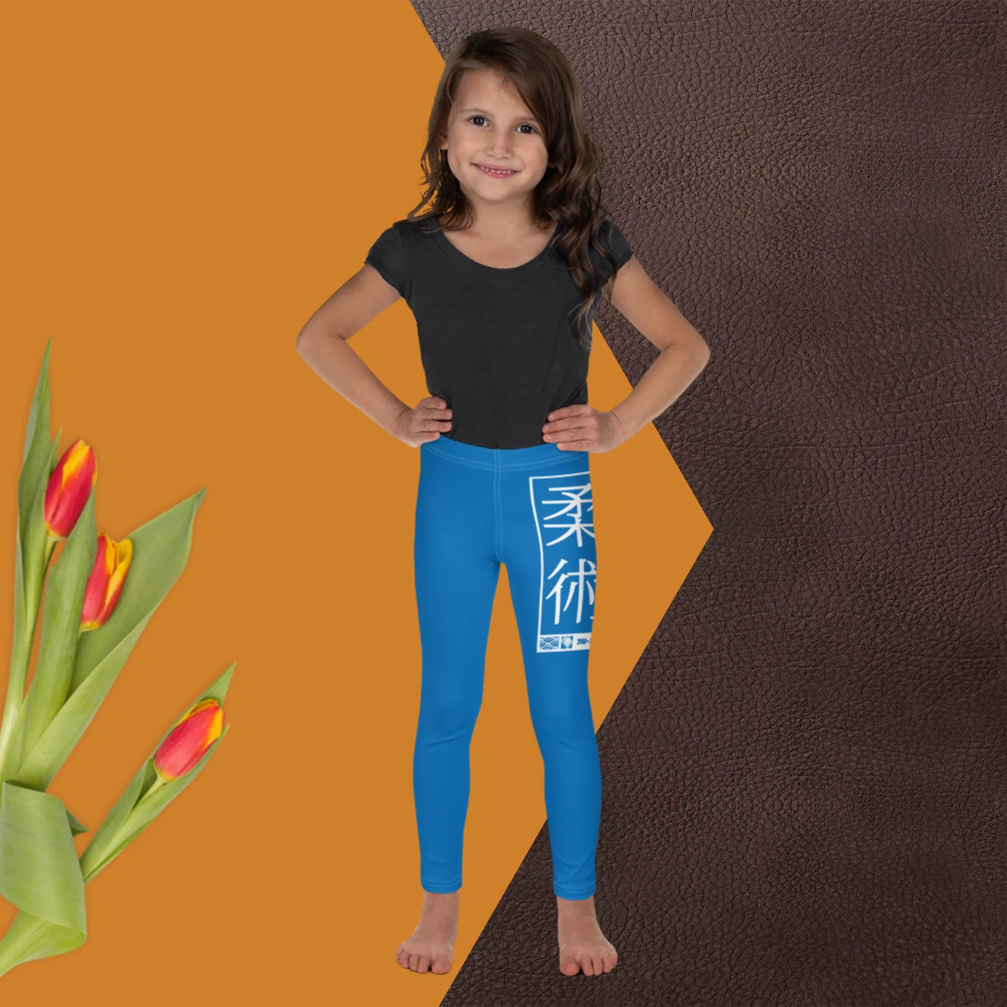 Kids' Girls Yoga Pants Workout Leggings Jiu-Jitsu 004 - Azul