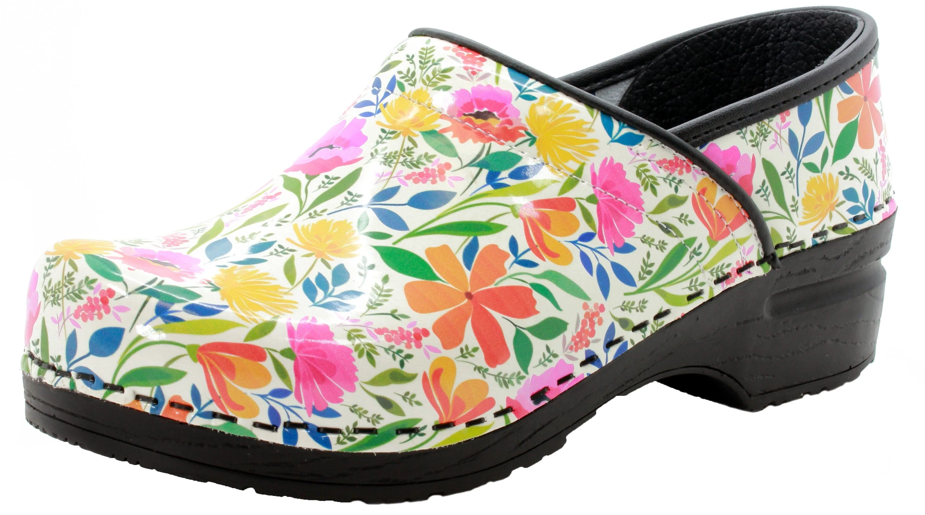 KLÄGN PROFESSIONAL Blomma Printed Leather Clogs - CLOSEOUT