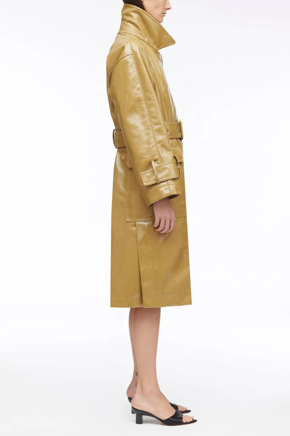 Laminated Cotton Canvas Trench Coat