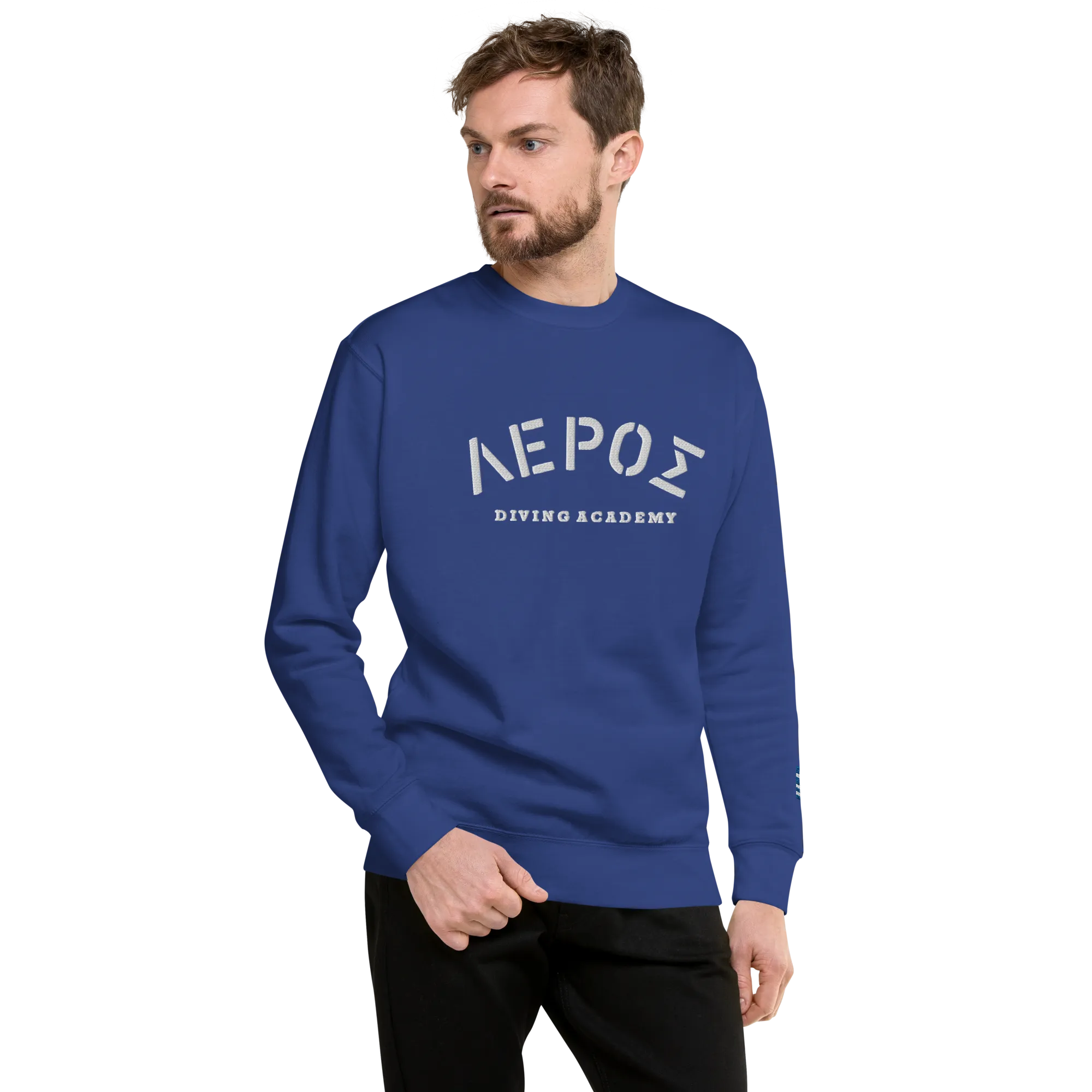 Leros Diving Academy Greece Embroidered Unisex Premium Sweatshirt