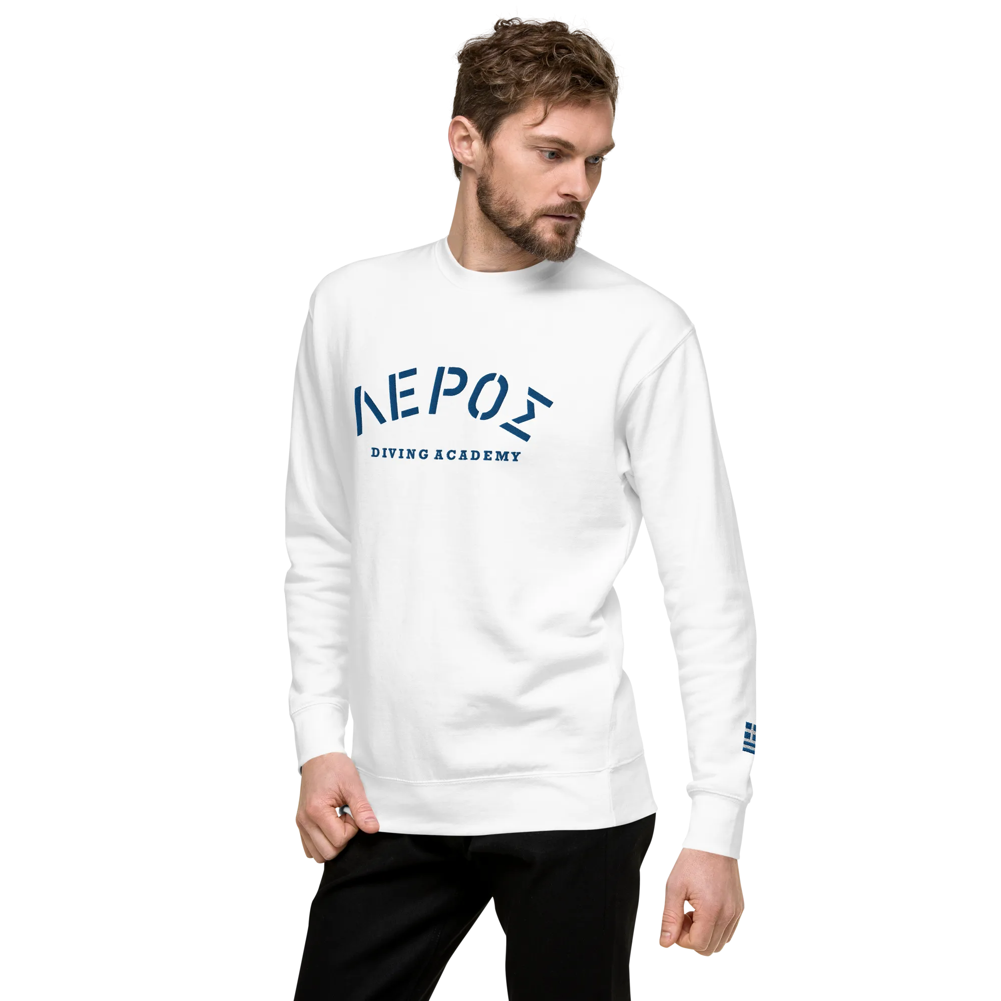 Leros Diving Academy Greece Embroidered Unisex Premium Sweatshirt